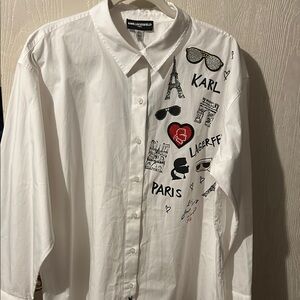 Karl Lagerfeld White Graphic Men's Shirt
